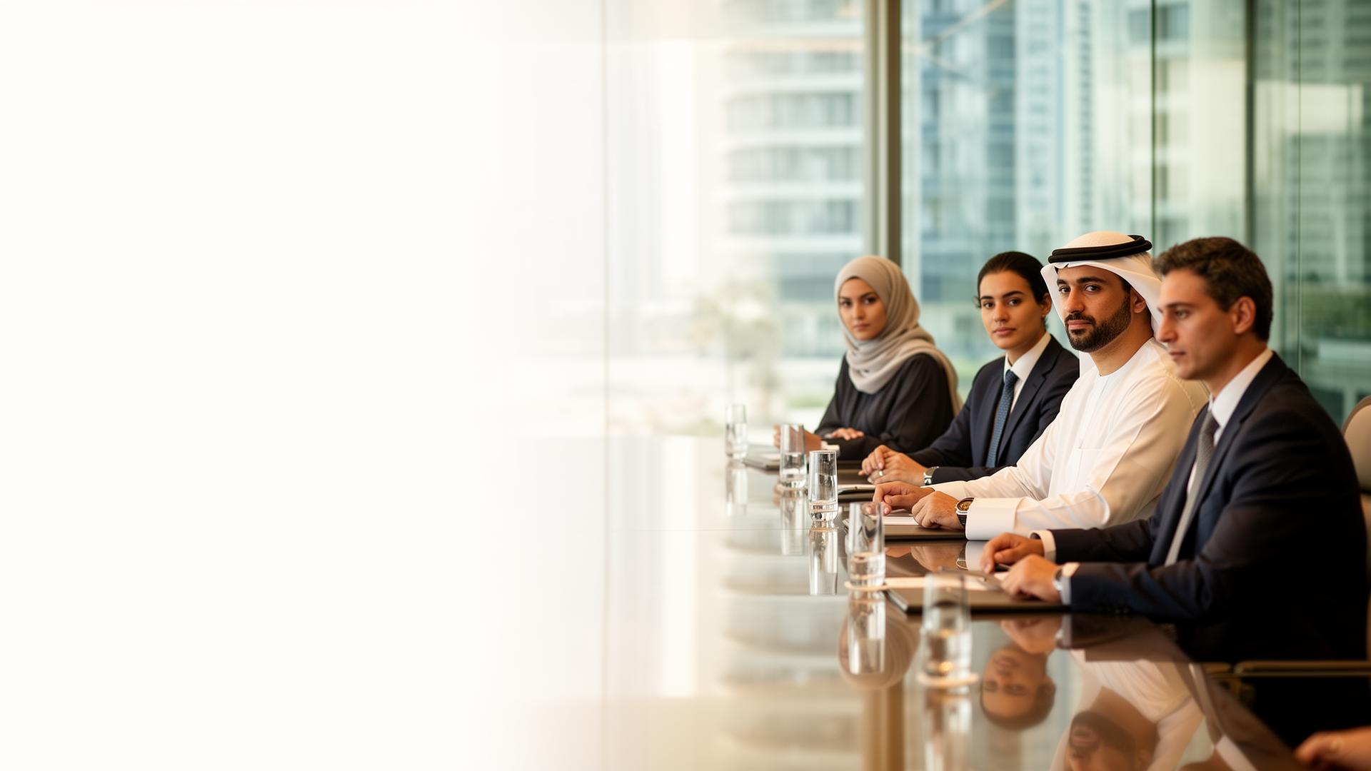 Professional advisory team in a Dubai boardroom